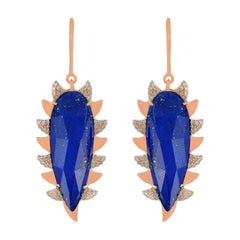 Boucles d'oreilles griffes Meghna Jewels en lapis et diamant