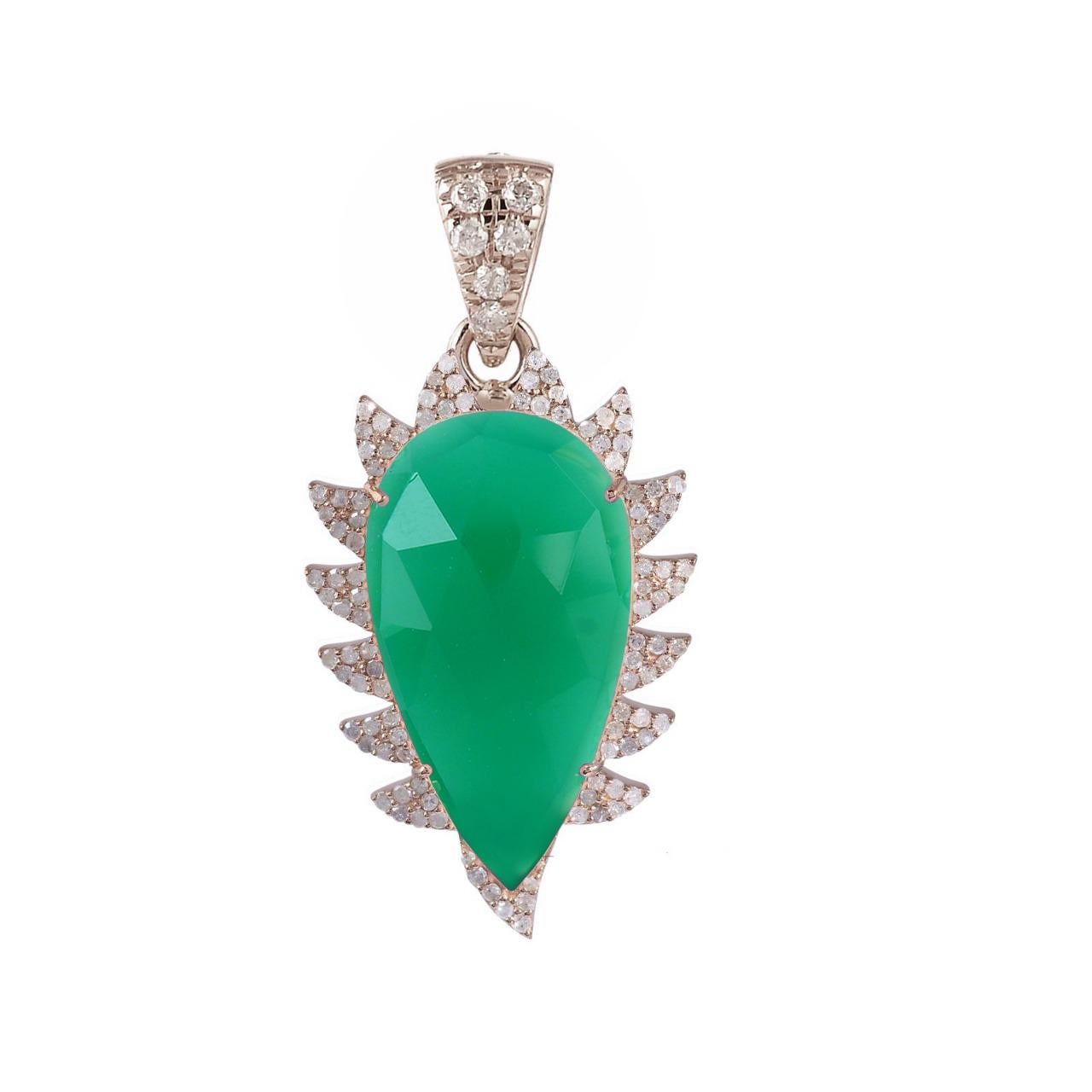 Pear Cut Black Onyx Diamond Meghna Jewels Claw Pendant Necklace For Sale