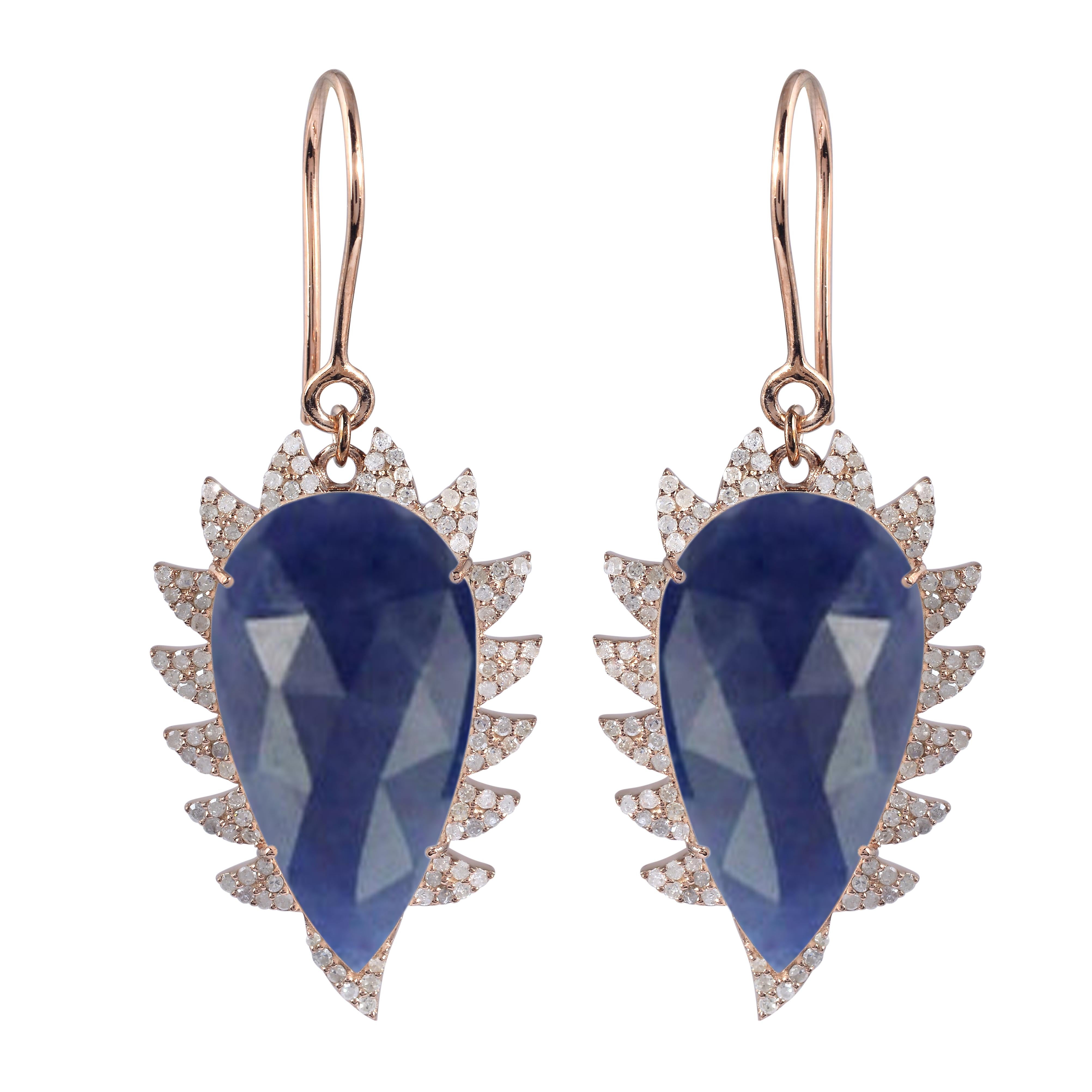 Blauer Saphir Diamant Meghna Juwelen Klauenohrringe  im Angebot