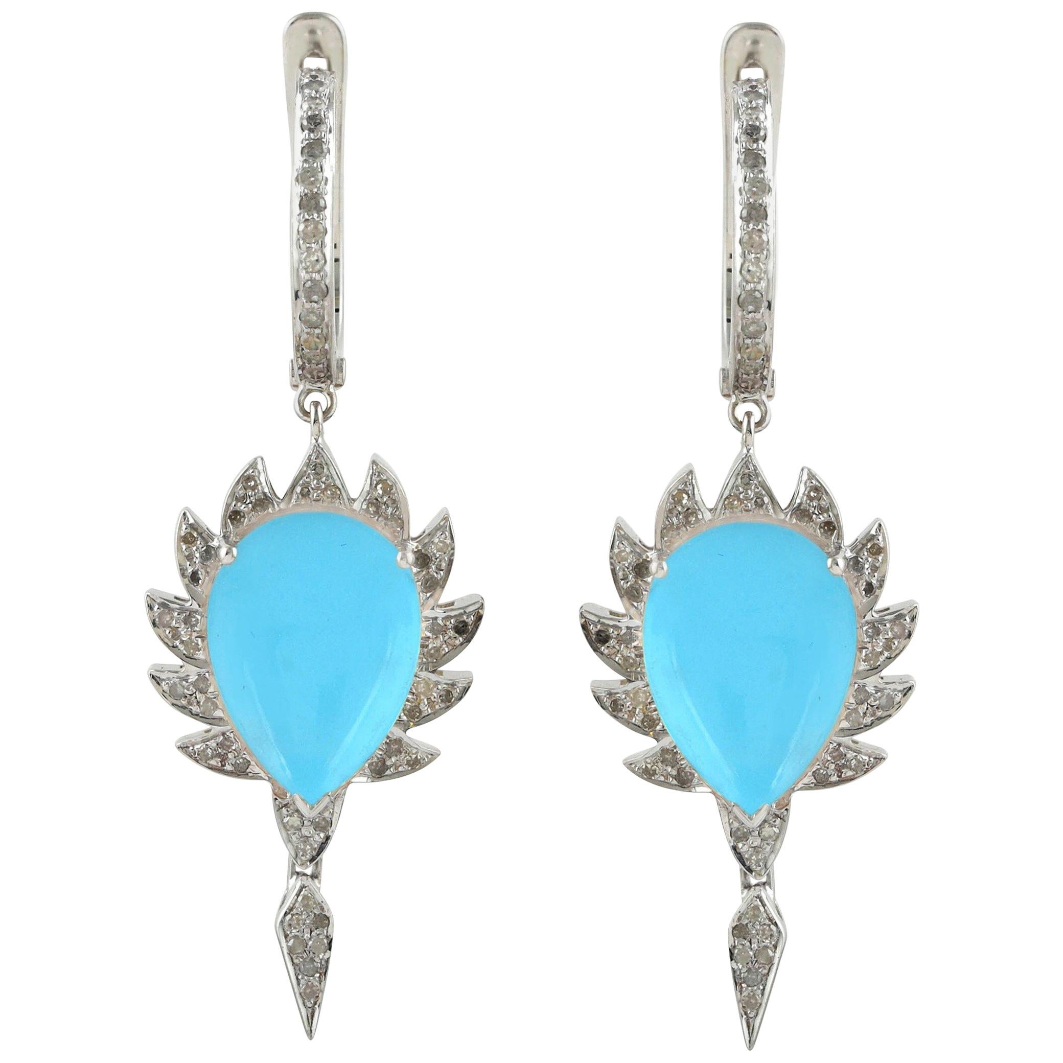 Turquoise Diamond Meghna Jewels Claw Earrings