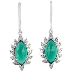 Diamond Green Onyx Marquise Meghna Jewels Earrings 