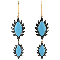 Pendientes Marquesa Turquesa Diamante Negro Meghna Jewels