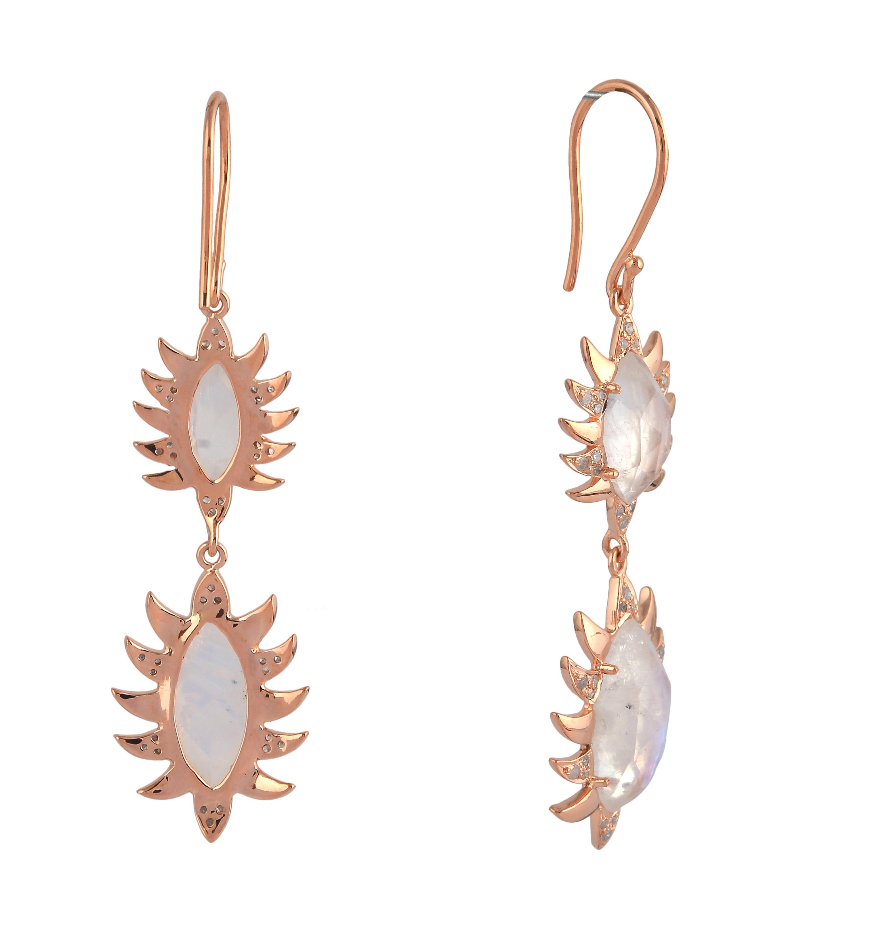 Moderno Orecchini Marquise con diamante turchese Meghna Jewels in vendita
