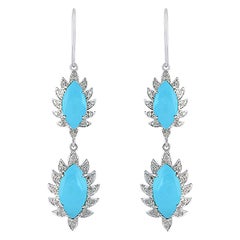 Boucles d'oreilles marquise Meghna Jewels en turquoise et diamants