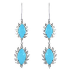 Boucles d'oreilles marquise Meghna Jewels en turquoise et diamants 