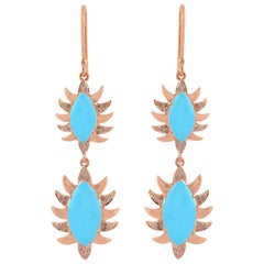 Boucles d'oreilles marquise Meghna Jewels en turquoise et diamants