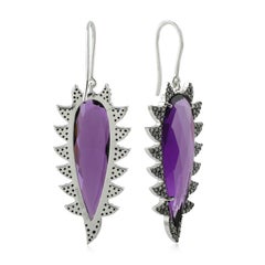 Amethyst Diamond Meghna Jewels Claw Earrings