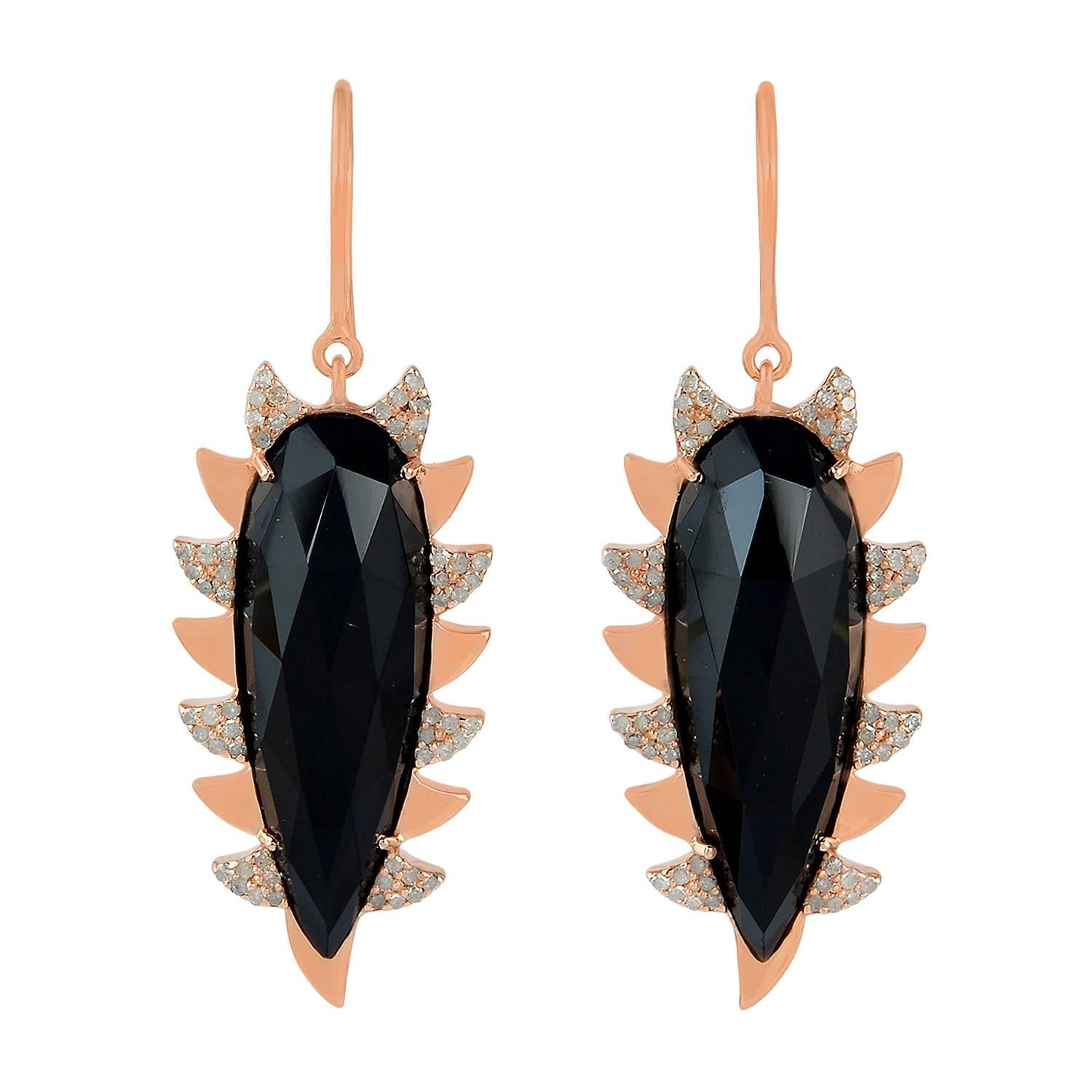 Black Onyx Diamond Meghna Jewels Claw Earrings