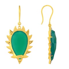 Green Onyx Diamond Meghna Jewels Claw Earrings