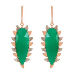 Green Chalcedony Diamond Meghna Jewels Claw Earrings