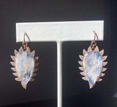 Meghna Jewels Claw Drop Green Onyx Diamond Earrings