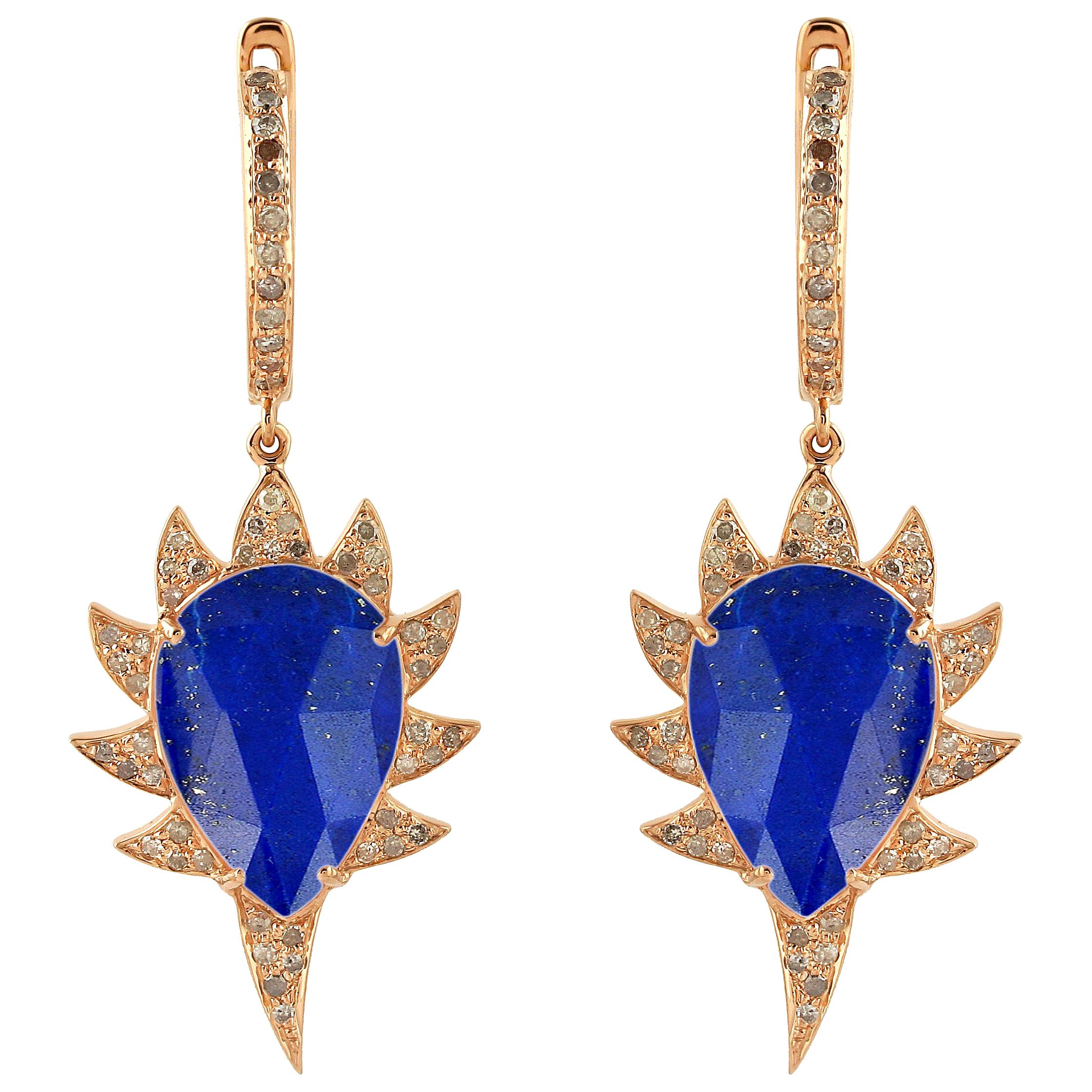 Lapis Diamond Meghna Jewels Claw Spike Earrings