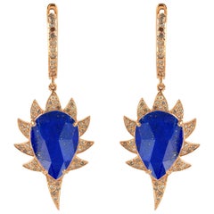 Lapis Diamond Meghna Jewels Claw Spike Earrings