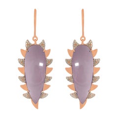 Orecchini a lobo con diamante al quarzo rosa Meghna Jewels