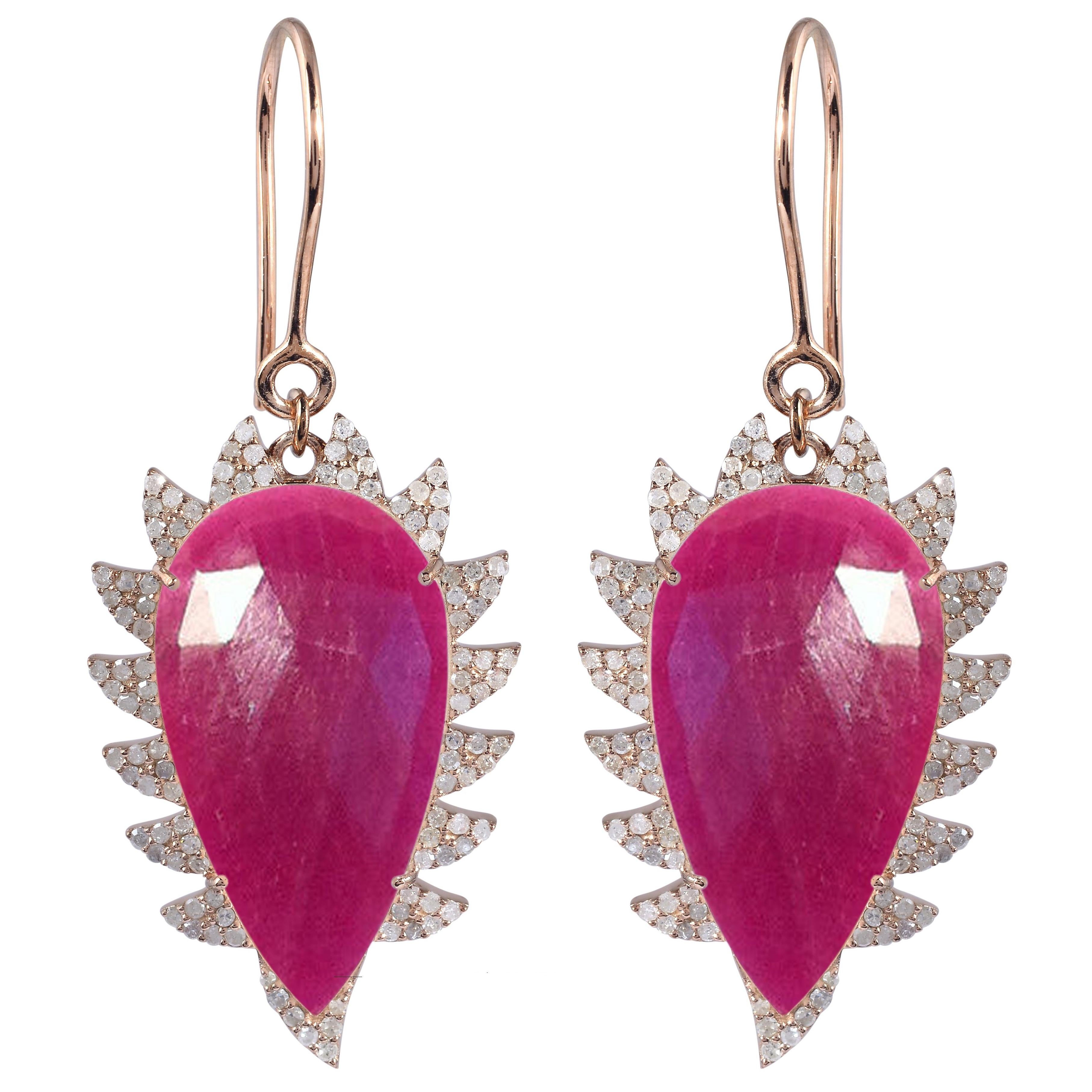 Ruby Diamond Meghna Jewels Claw Earrings For Sale