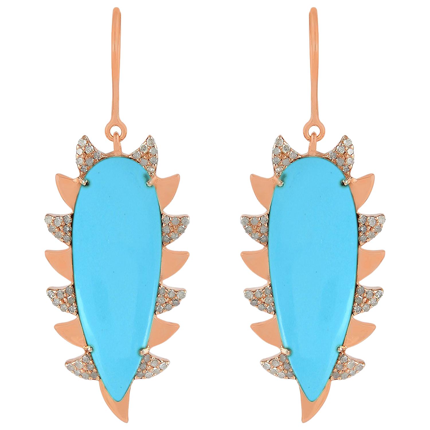 Turquoise Diamond Meghna Jewels Claw Earrings For Sale