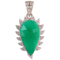 Green Onyx Diamond Meghna Jewels Claw Pendant Necklace