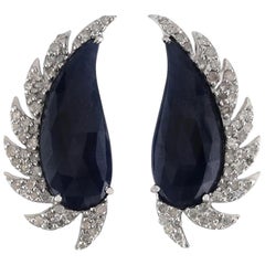 Black Onyx Diamond Meghna Jewels Claw Half Moon Studs 