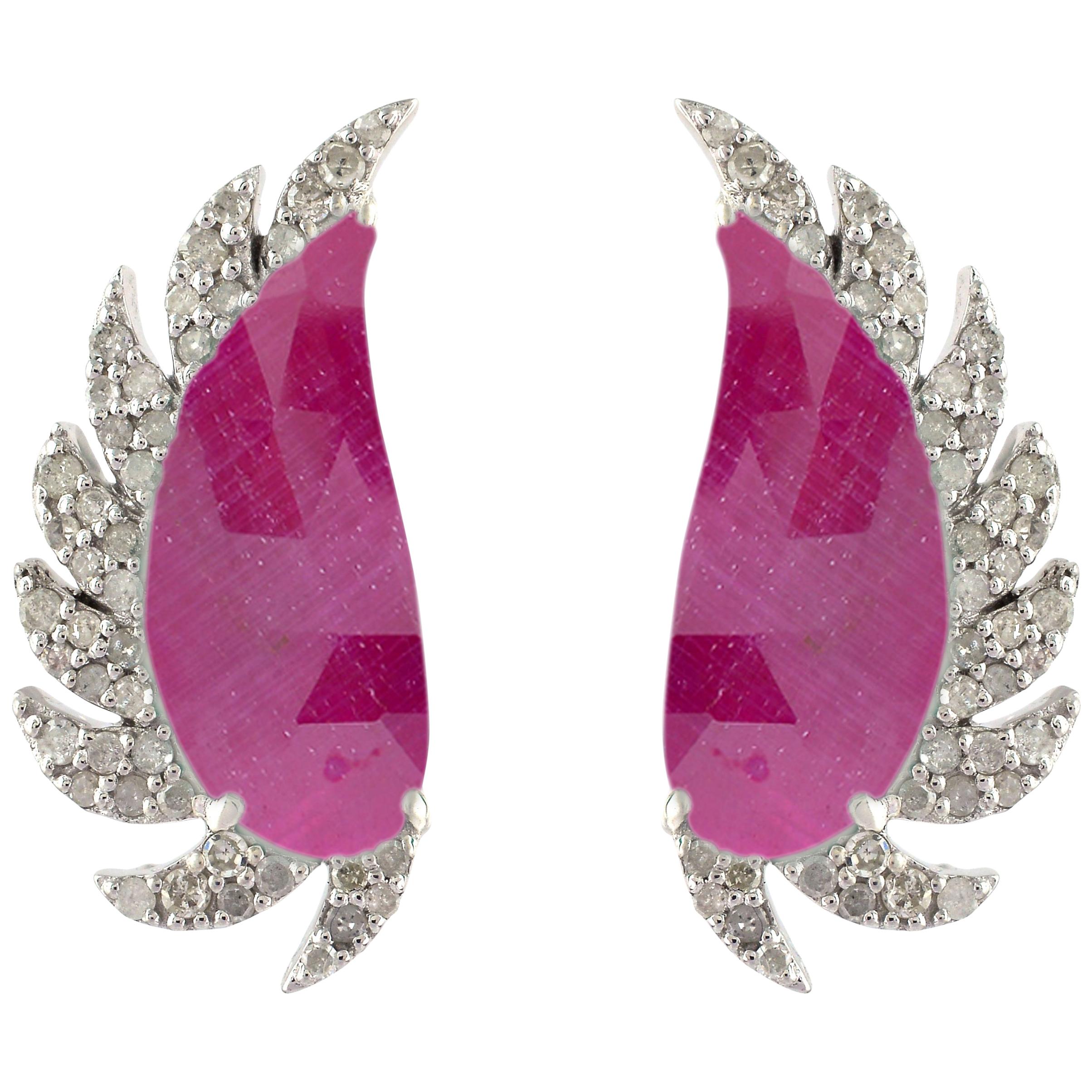 Ruby Diamond Meghna Jewels Claw Half Moon Studs