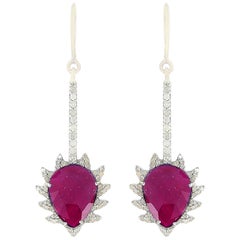 Pendientes Claw Linear Rubí Diamante Meghna Jewels