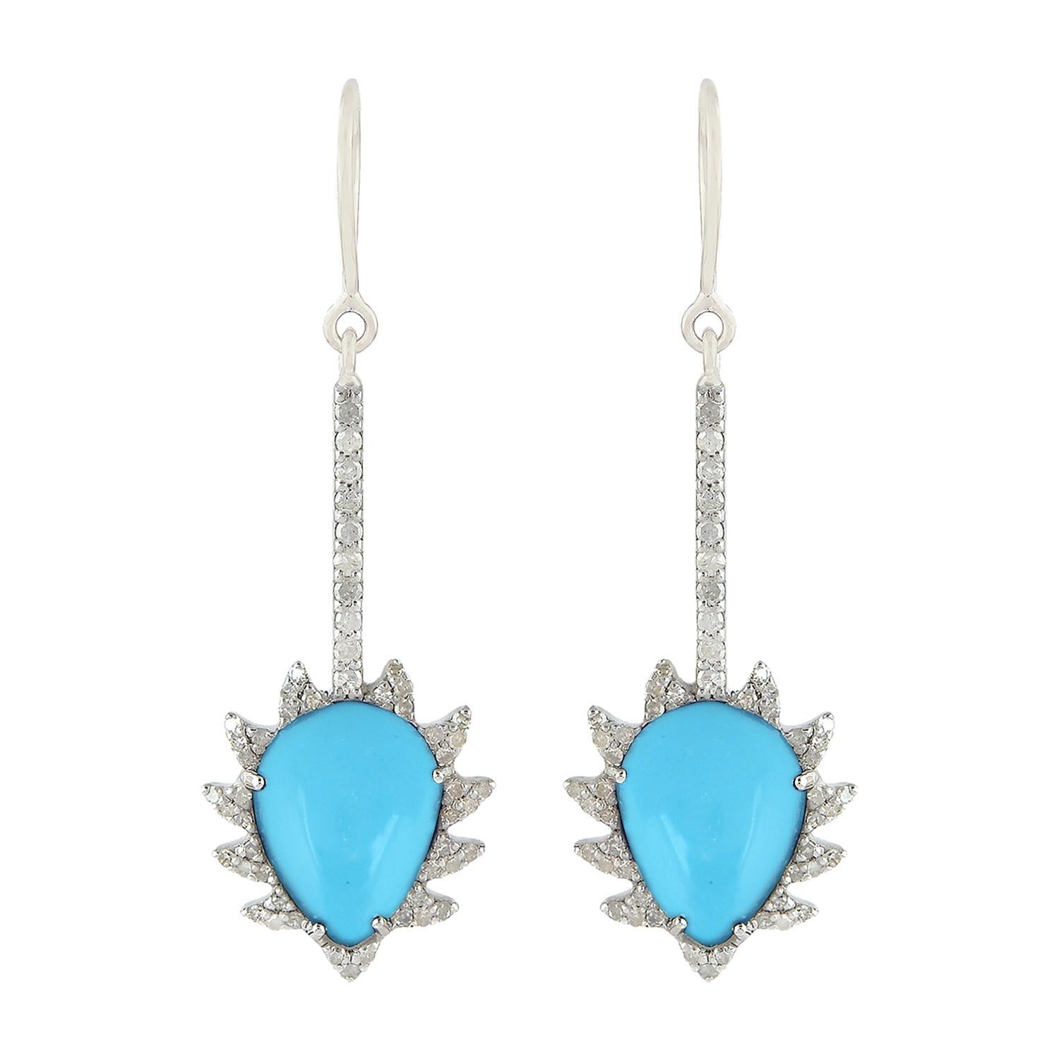 Turquoise Diamond Meghna Jewels Earrings For Sale