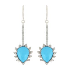 Boucles d'oreilles Meghna en turquoise et diamants