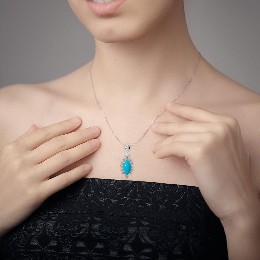 This Claw necklace is cast in 18K gold & sterling silver. It is hand set in 7.54 carats turquoise and .71 carat of pave diamond arches.

FOLLOW  MEGHNA JEWELS storefront to view the latest collection & exclusive pieces.  Meghna Jewels is proudly