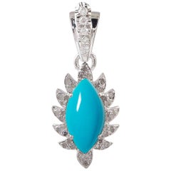 Turquoise Diamond Marquise Pendant Necklace