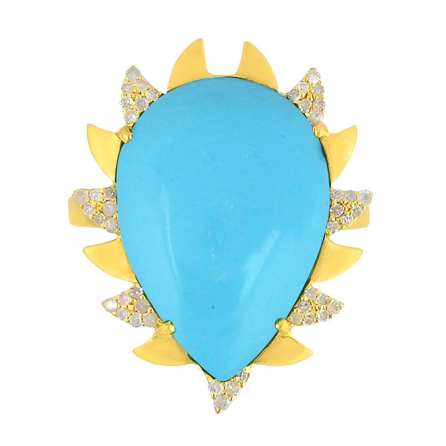 Meghna Jewels Claw Turquoise Alt Diamond Ring