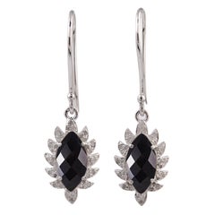 Meghna Jewels Boucles d'oreilles marquise en onyx noir et diamants 