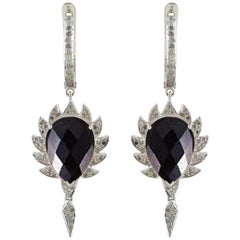Diamond Black Onyx Meghna Jewels Claw Earrings