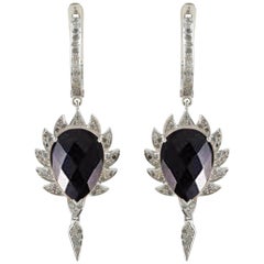 Diamond Black Onyx Meghna Jewels Claw Earrings