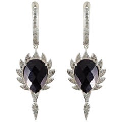 Diamant Schwarzer Onyx Meghna Juwelen Klauenohrringe mit Diamant