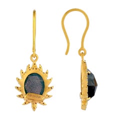 Labradorite Diamonds Claw Single Drop Earrings