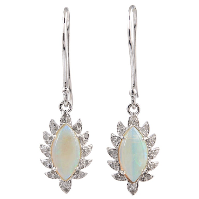 Ethiopian Opal Diamond Meghna Jewels Marquise Earrings For Sale at 1stDibs