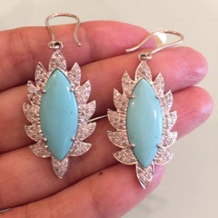 Turquoise Marquise Diamond Drop Earrings