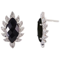 Clous d'oreilles Marquise en onyx noir et diamant Meghna Jewels