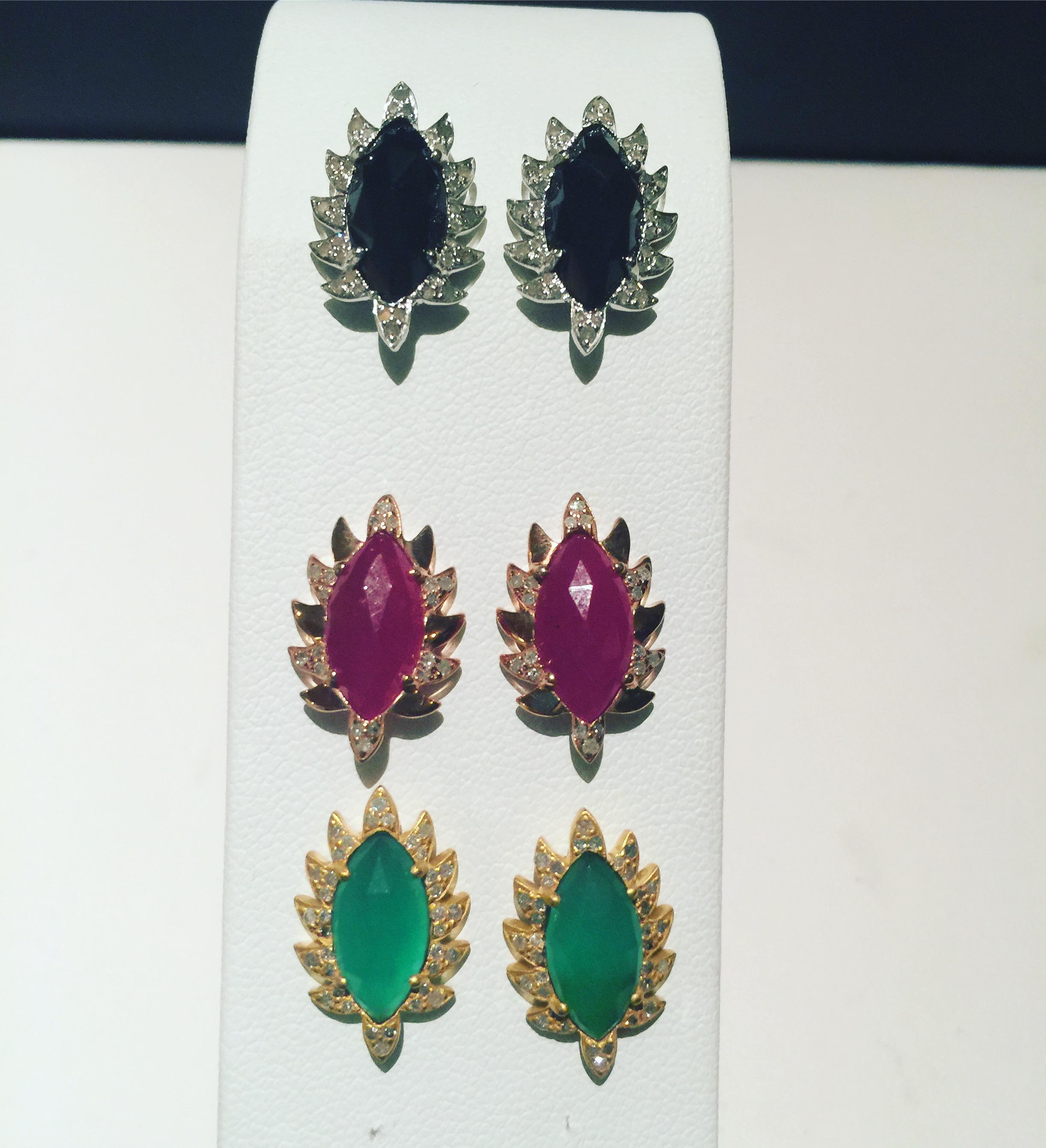 Modern Ruby Diamond Meghna Jewels Stud Earrings  For Sale