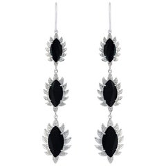 Diamond Black Onyx Meghna Jewels Marquise Earrings