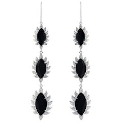 Diamant Schwarzer Onyx Meghna Juwelen Marquise-Ohrringe