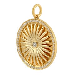 Meghna Jewels Halskette mit Anhänger, Gänseblümchen-Blumenmedaillon 14K Gold Diamant Charm
