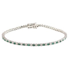 Meghna Jewels Emerald Diamond 14 Karat Gold Tennis Bracelet