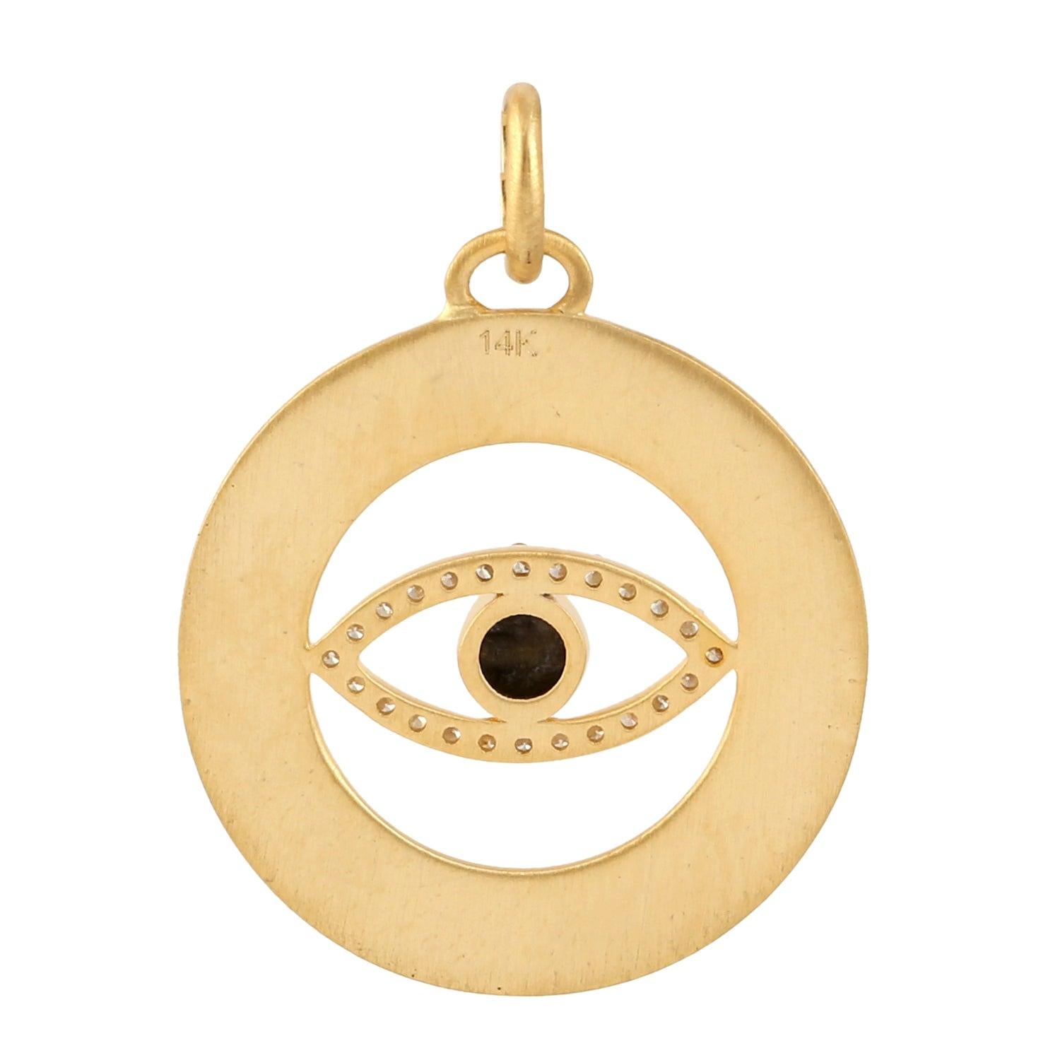 14k gold evil eye charm