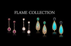 Opal Green Onyx Diamond Meghna Jewels Flame Drop Earrings