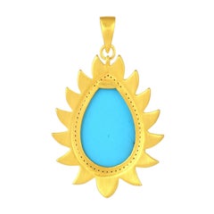 Flame Turquoise Diamond Pendant Necklace