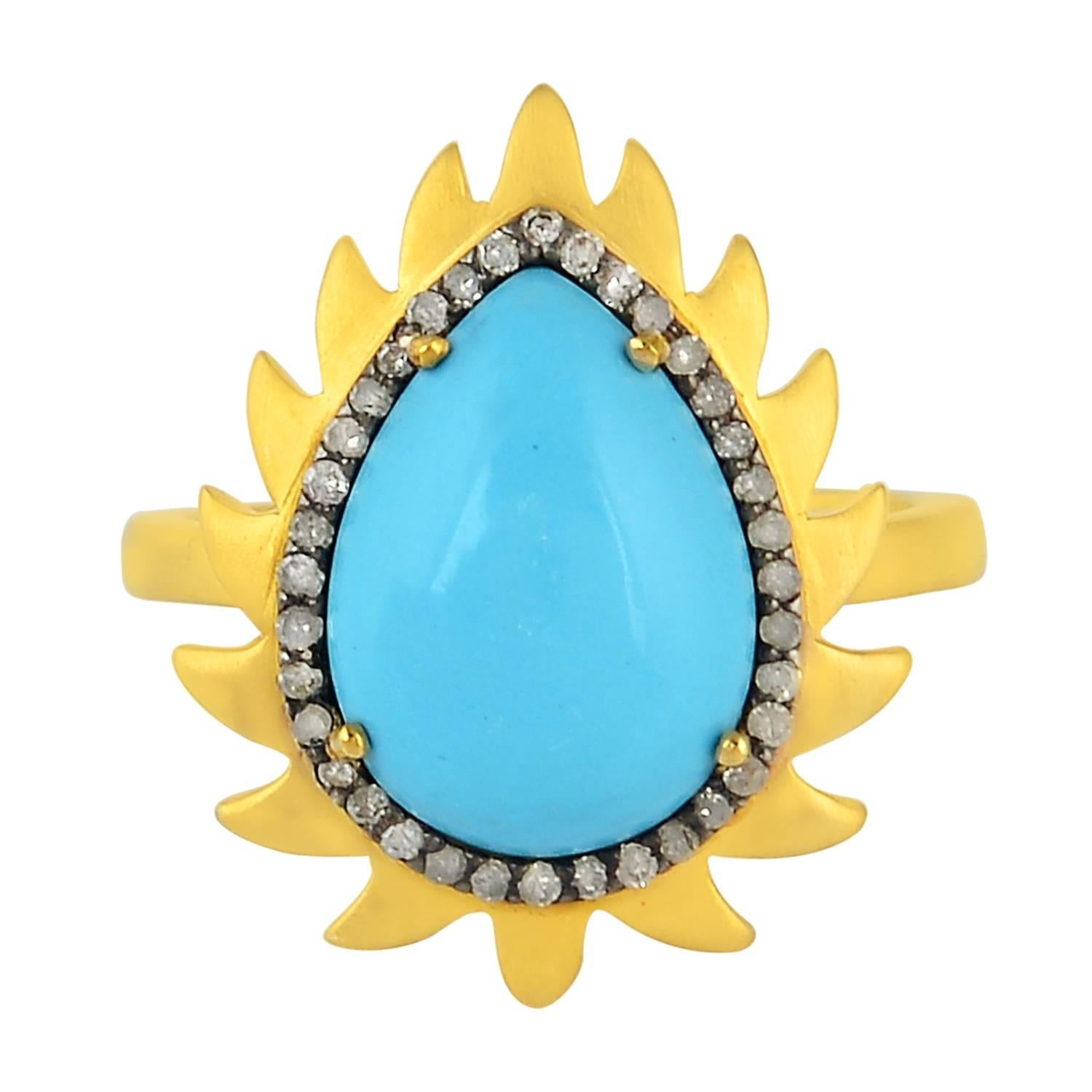 Turquoise Diamond Meghna Jewels Flame Ring