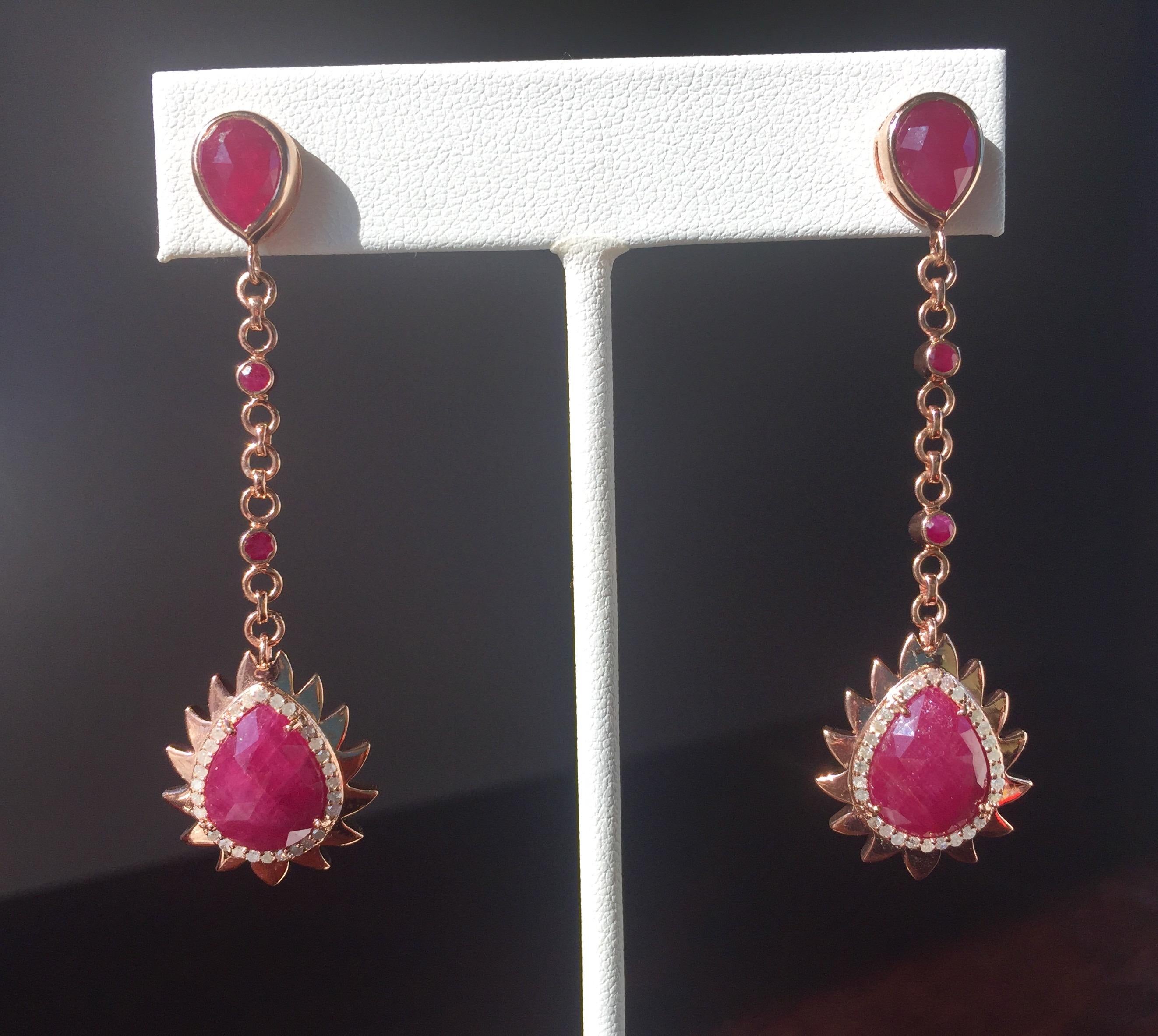 Modern Turquoise Diamond Meghna Jewels Flame Earrings For Sale