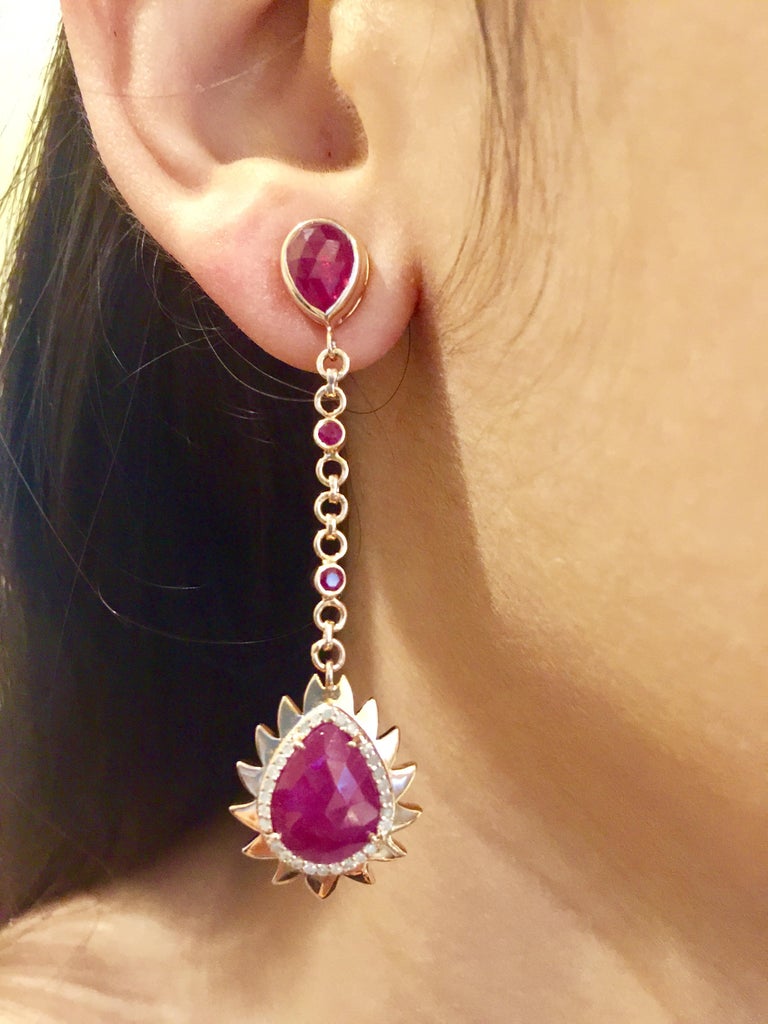 Turquoise Diamond Meghna Jewels Flame Earrings For Sale (Free Shipping