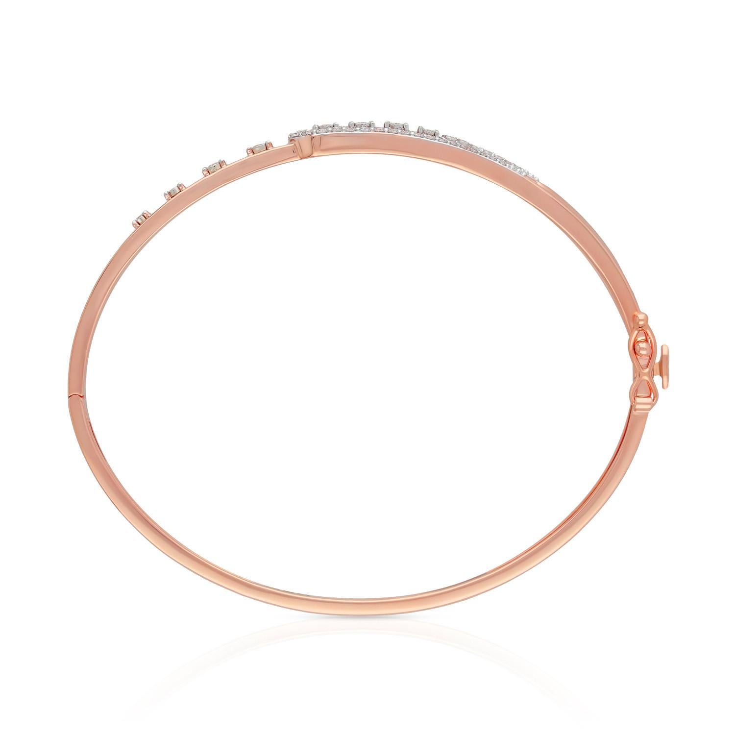 Contemporary Meghna Jewels Good Luck 18 Karat Gold Diamond Bracelet Bangle For Sale