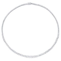 Meghna Jewels Collier tennis en or blanc 14 carats avec diamants marquises gradués de 7 carats